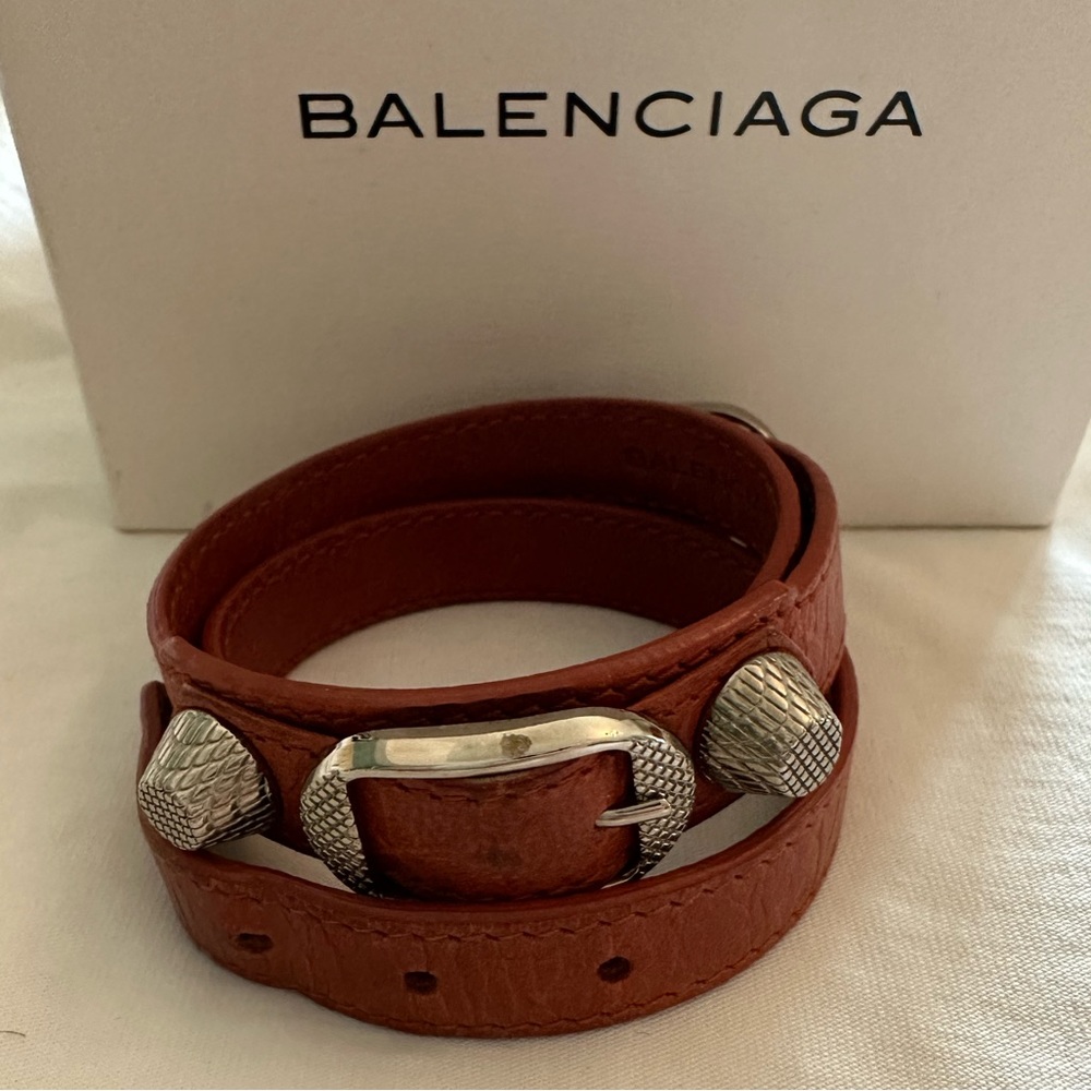 Balenciaga - Orange Brulee Triple Tour Leather Wrap Bracelet